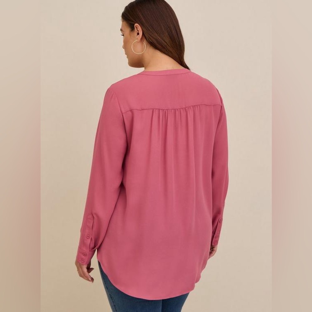 Torrid Dusty Rose Georgette Hi-Low Pullover Long Sleeve Blouse Plus Size 1X - Picture 2 of 9